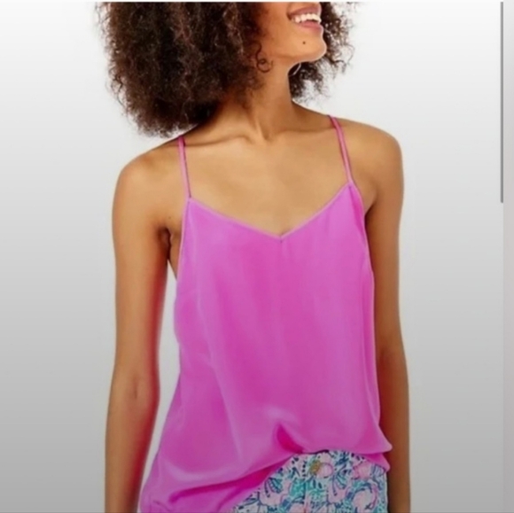 Lilly Pulitzer Tops - Lilly Pulitizer Dust Silk Hot Pink Adjustable Tank Top